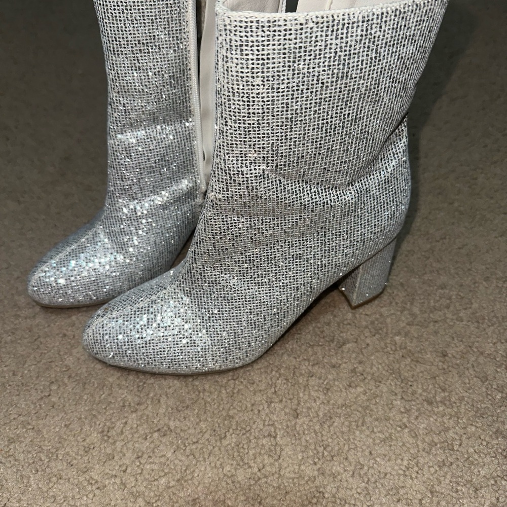 Silver Glitter Ankle Boots